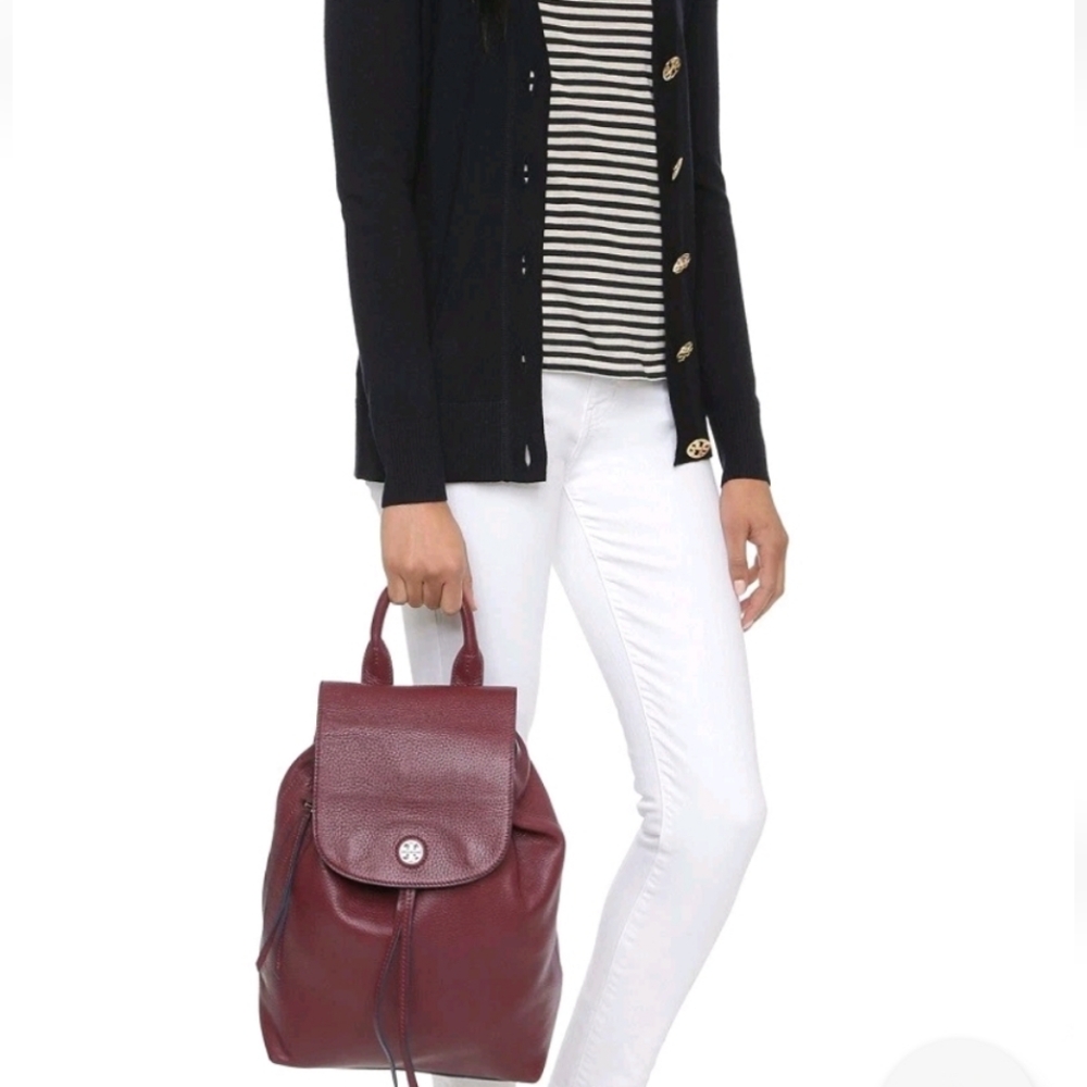 Tory Burch Brody Leather Backpack (Deep Berry) NEW - Picture 3 of 16